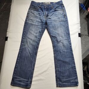 BKE Jeans DEREK Men 33X30 relaxed fit bootcut stretch low rise whiskering blue
